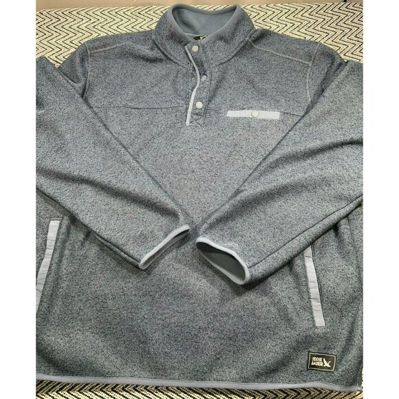 Eddie Bauer Other - Eddie Bauer Men's XXL Heather Blue Snap Pullover Fleece Sweater With Pockets